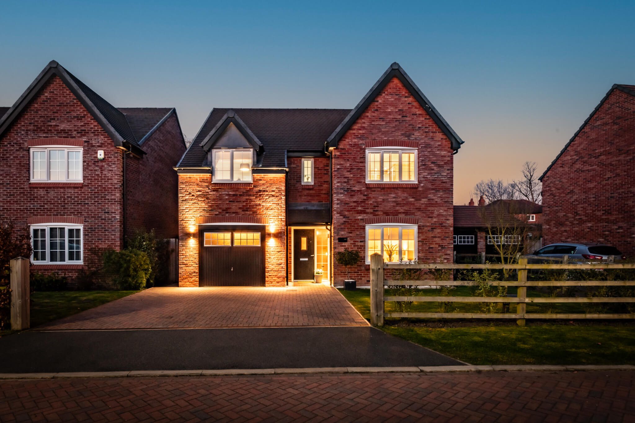 Front exterior of 37 Wildings Grove, Davenham with driveway, garage and landscaped frontage