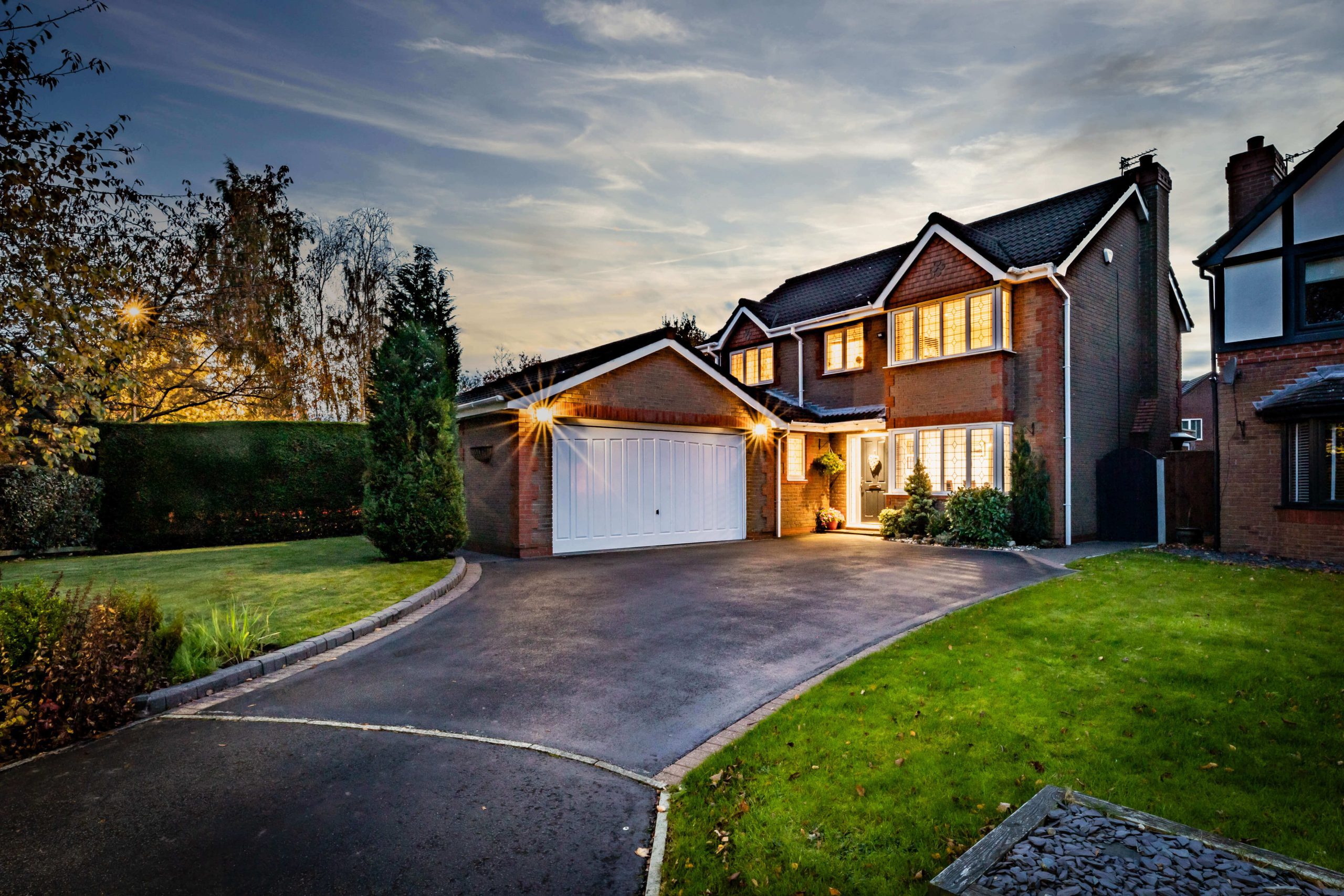 Modern bathroom with grey tiled walls and vanity at 8 Picton Close, Kingsmead, Northwich – property sold by J Lord & Co.