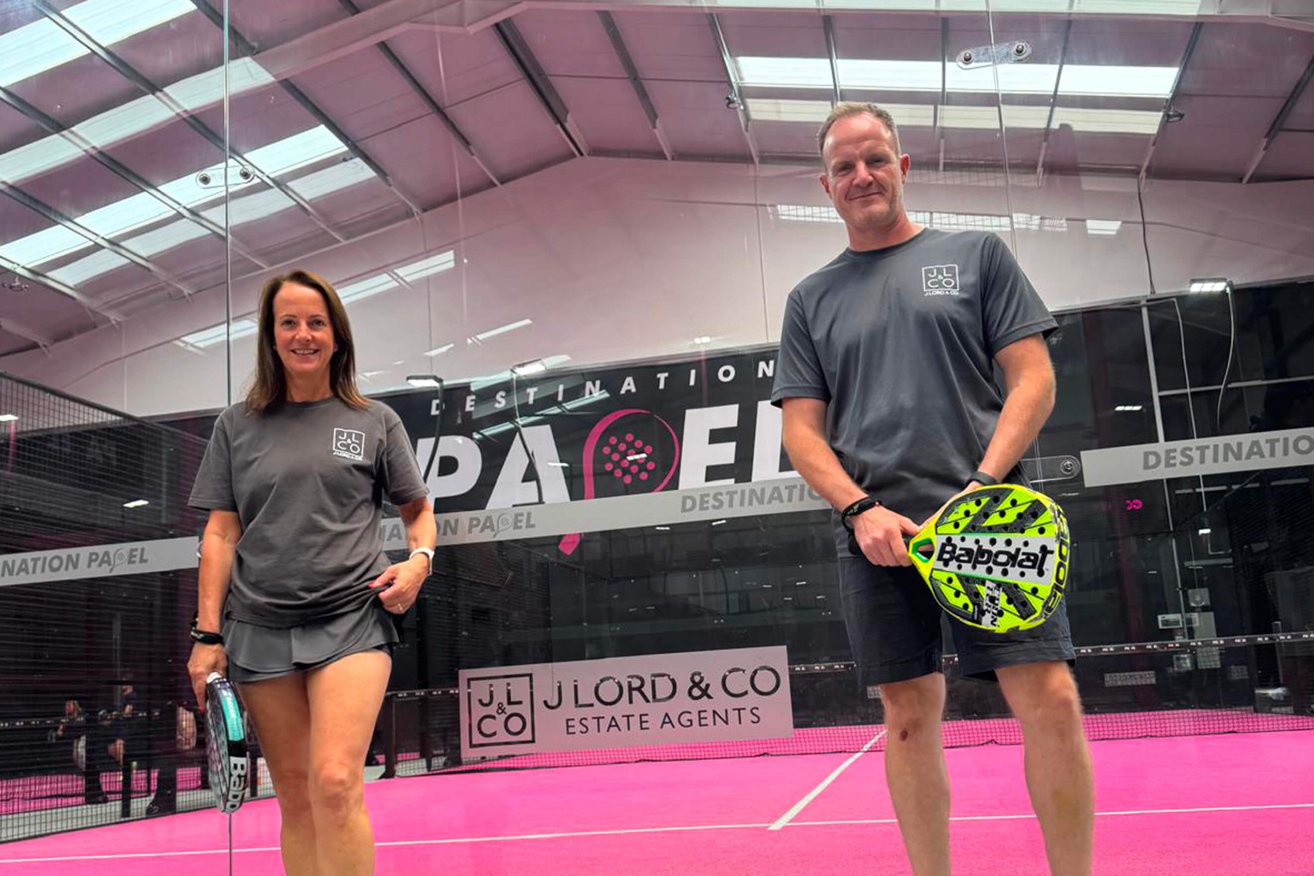 J Lord & Co team on court at Destination Padel in Cheshire