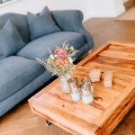 Family room styling detail with coffee table and soft furnishings at Brock Lodge, Northwich