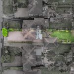 Aerial view showing rear garden and plot at 46 Hodge Lane Hartford