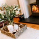 Log burning stove creating cosy lounge setting at 46 Hodge Lane Hartford