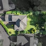 Overhead aerial view of The Beeches, Royal Gardens, Davenham showing plot proportions and rear garden layout.