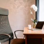 Bedroom workspace detail at 11 Sandington Drive, Cuddington, with desk, laptop and soft neutral styling.
