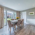 Dining area at 39 Albemarle Avenue, Hartford, with French doors to the garden, neutral décor and space for everyday family dining.