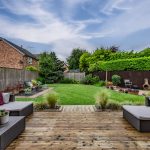 Landscaped rear garden viewed from the entertaining terrace.
