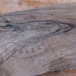 Lifestyle kitchen detail showing Roberts Bakery chopping board