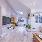 Extended rear living space at 3 Marford Close, Kingsmead, Northwich, with vaulted ceiling, rooflight and multiple windows